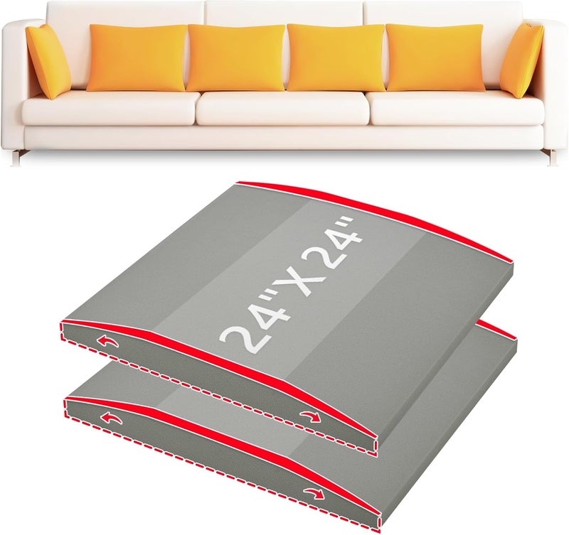 HAVARGO Couch Cushion Support High Density Foam 24X24X2.4 Inches Sofa Couch Supports for Sagging Cushions Light Grey 2Pc with Anti Slip Mesh Fabric - Image 1